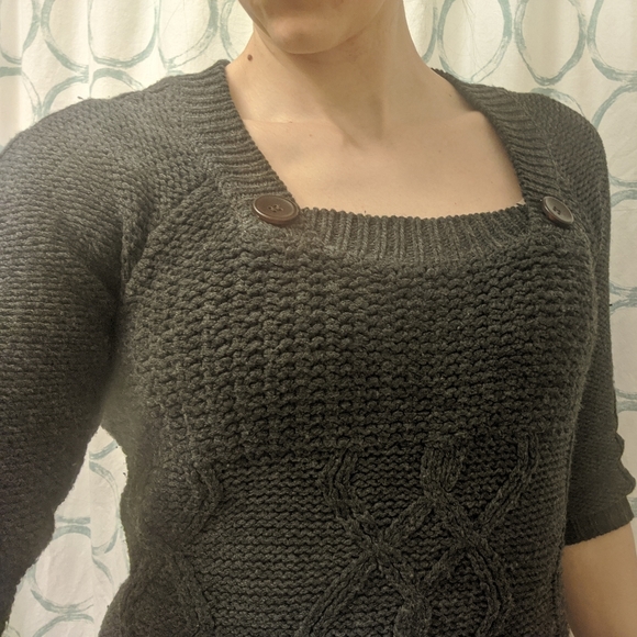 Grey Cable-Knit Sweater Dress - Picture 3 of 7